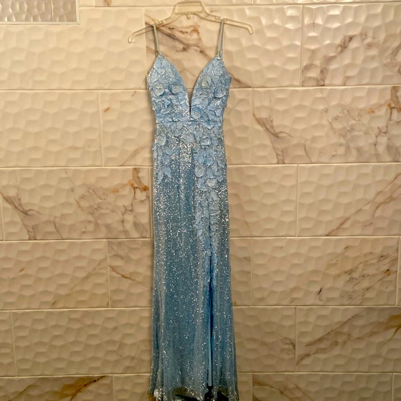jovani blue floral prom dress Jovani 38638 - Long A-line Dress main image 1